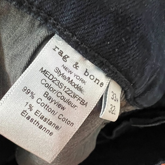NEW RAG & BONE Slim Fit Dark Indigo Authentic Stretch Jean Size:33 W - Picture 4 of 5